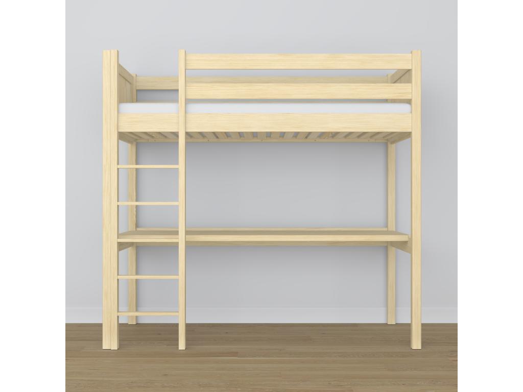 Lit mezzanine en bois - avec bureau N06 Pin Clair 90x190 73883YZRF