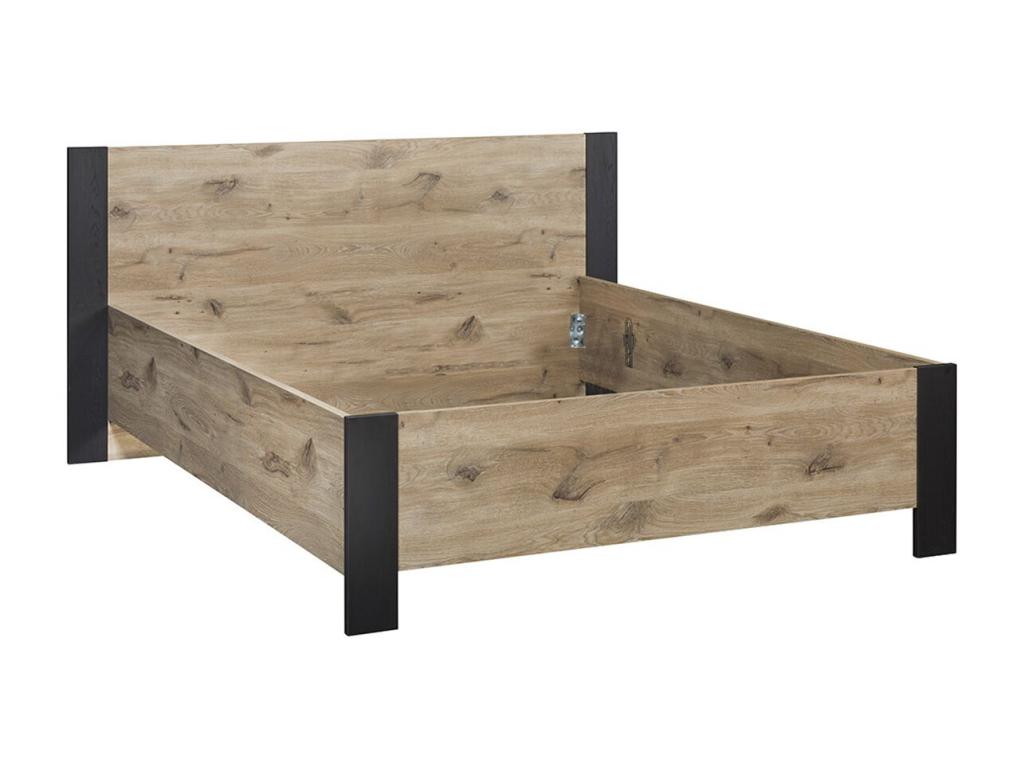 Calmetop - Lit 140x200 Aspect Bois et Noir 09456GPMQ