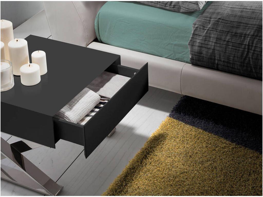 Chevet design 1 tiroir bois laqué et acier chromé Nidchicshop-Couleur Soufre 30430DUKI