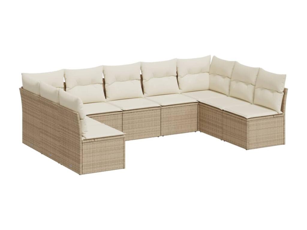 Salon de jardin avec coussins 9 pièces beige résine tressée 57744TMHV