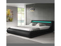 Lit double avec coffre 180x200cm en Noir avec LED Parisina 24806AZUS