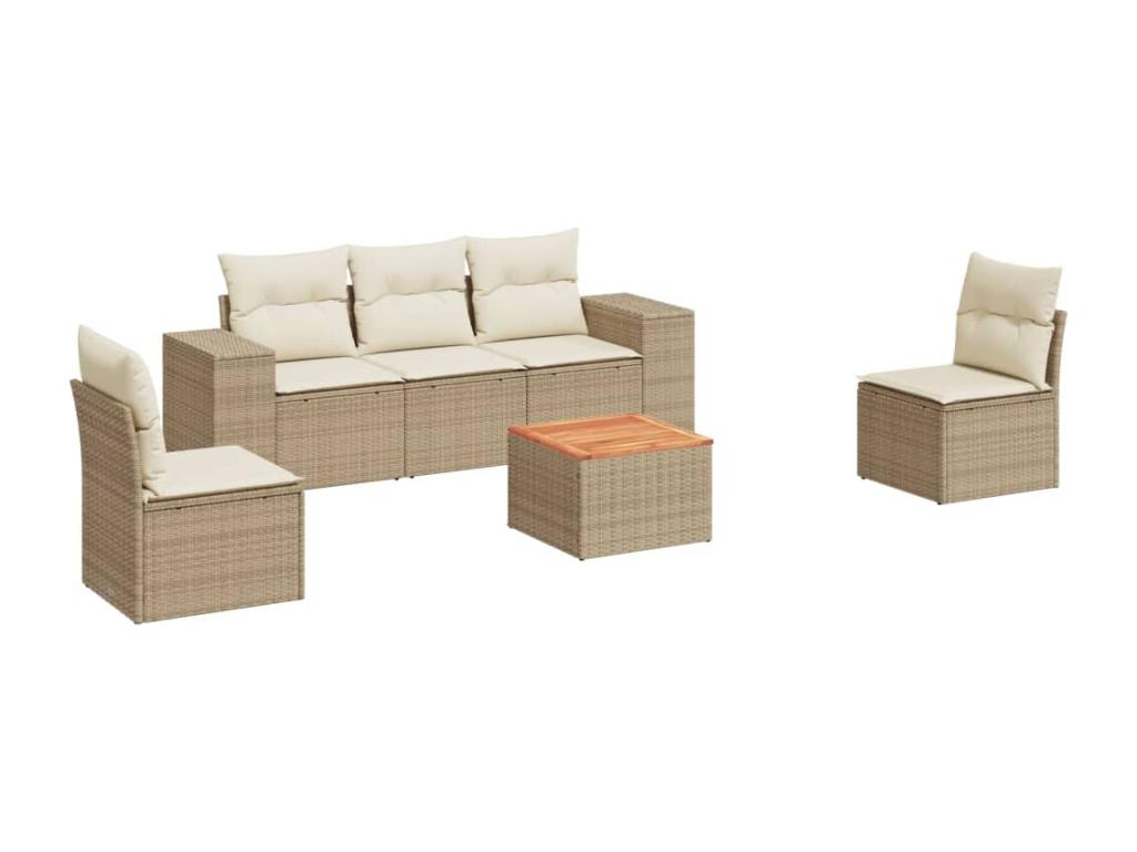 Salon de jardin avec coussins 6 pièces beige résine tressée 69867HOTV