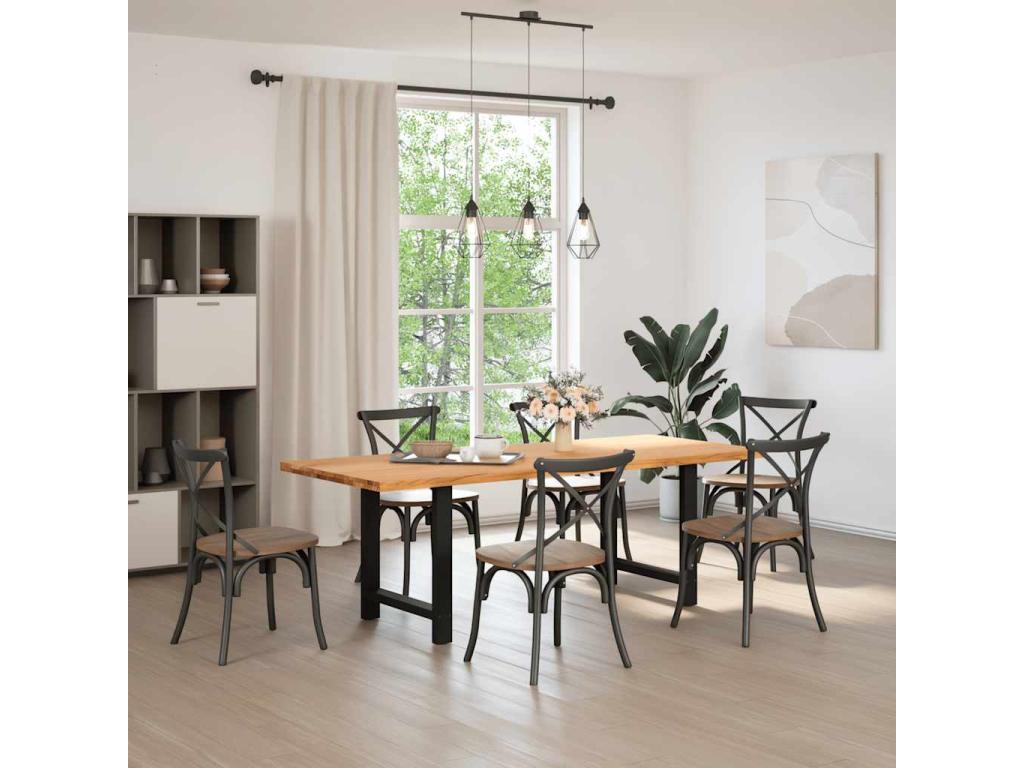 Table à manger marron clair bois de chêne massif rectangulaire 70105WXRH