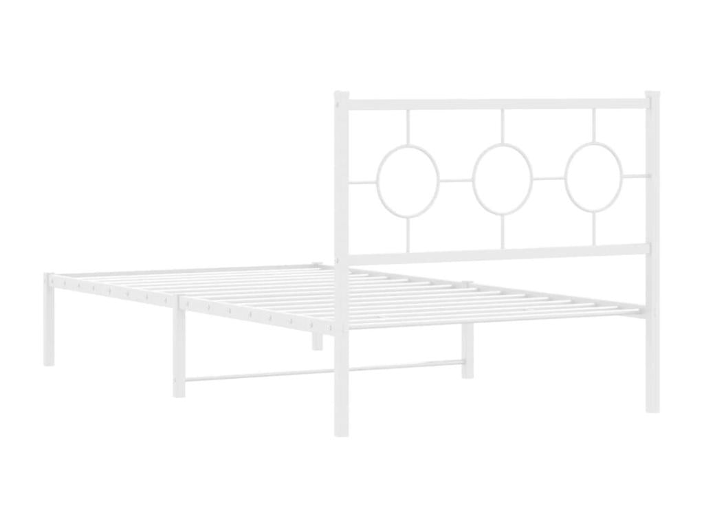 Cadre de lit métal sans matelas et tête de lit blanc 100x190 cm 04744ZPQJ