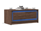 Table basse avec Calmetopères LED chêne marron bois d'ingénierie 14724WYES