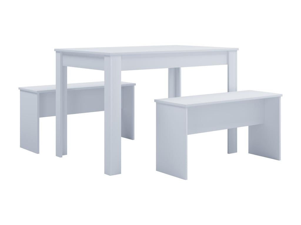 Artvivrestore Bois Salle à manger Banc Table de cuisine Set de table Bancs Esal XL Blanc 04237IYOK
