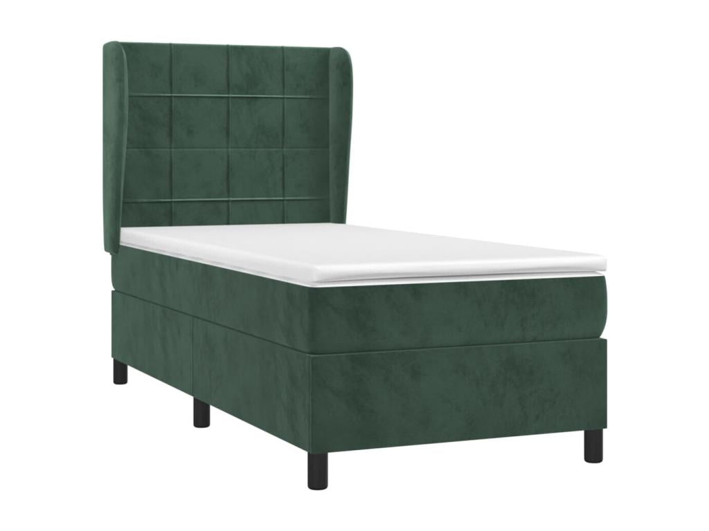Lit à sommier tapissier avec matelas Vert foncé 100x200 cm 53677QBMA