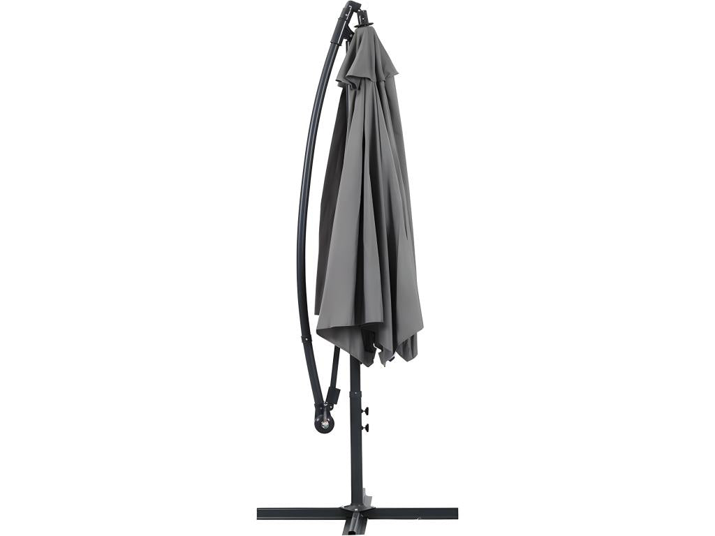 Parasol de jardin déporté Alu Nidchicshop - Rond - 3 m - Gris - Dalles incluses 60790AEVB