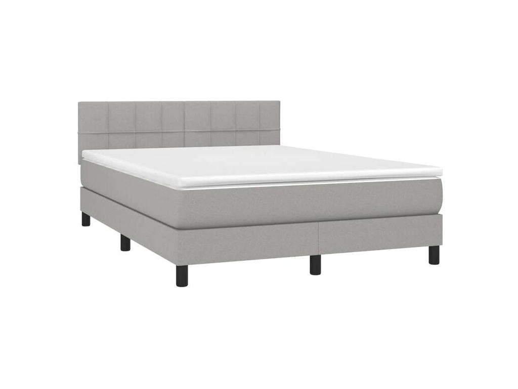 Sommier à Calmetop de lit avec matelas Gris clair 140x200 Tissu 98235FRVG