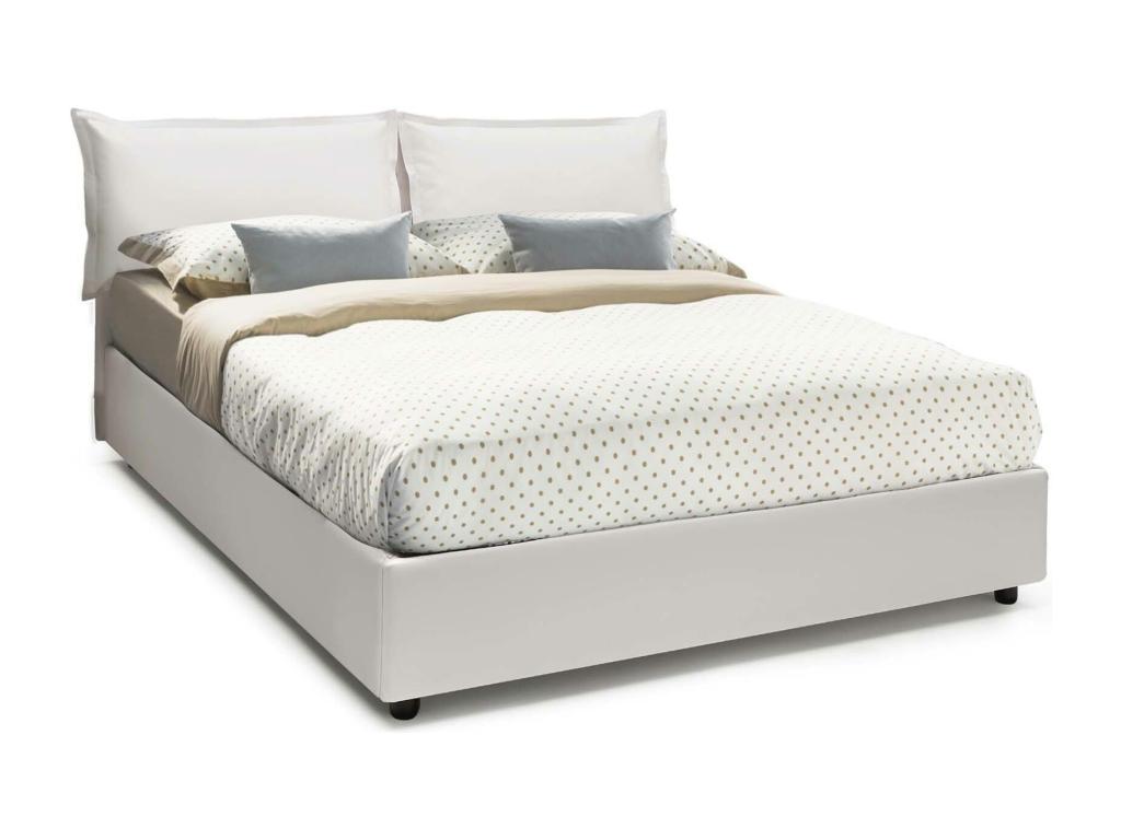 Lit double Nidchicshop Lit coffre avec revêtement en éco-cuir Made in Italy Ouverture frontale adaptée pour matelas 140x190 cm Blanc 46933XMCA
