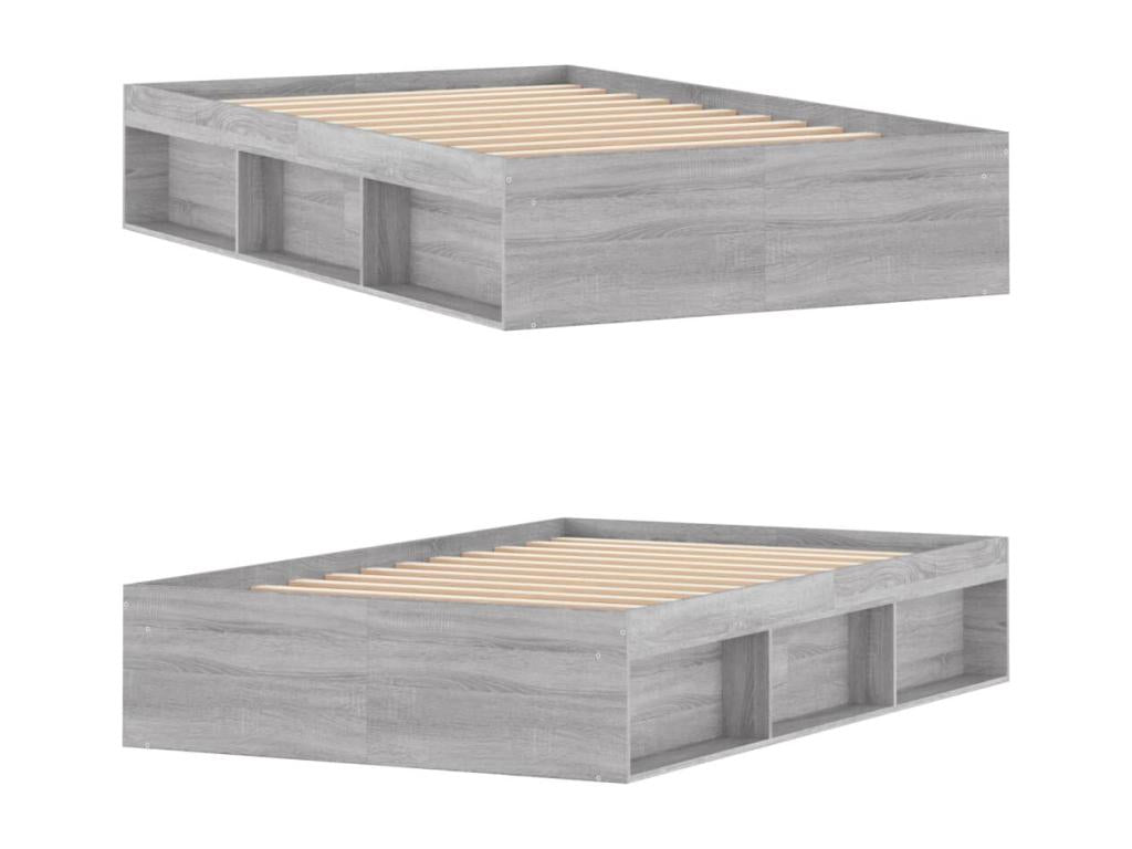 Cadre de lit Calmetop gris 120x190 cm petit double 53510CRYP