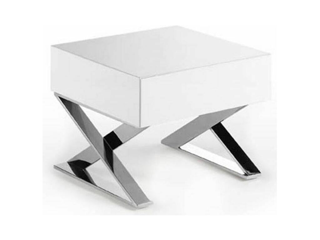 Chevet design 1 tiroir bois laqué et acier chromé Nidchicshop-Couleur Soufre 30430DUKI