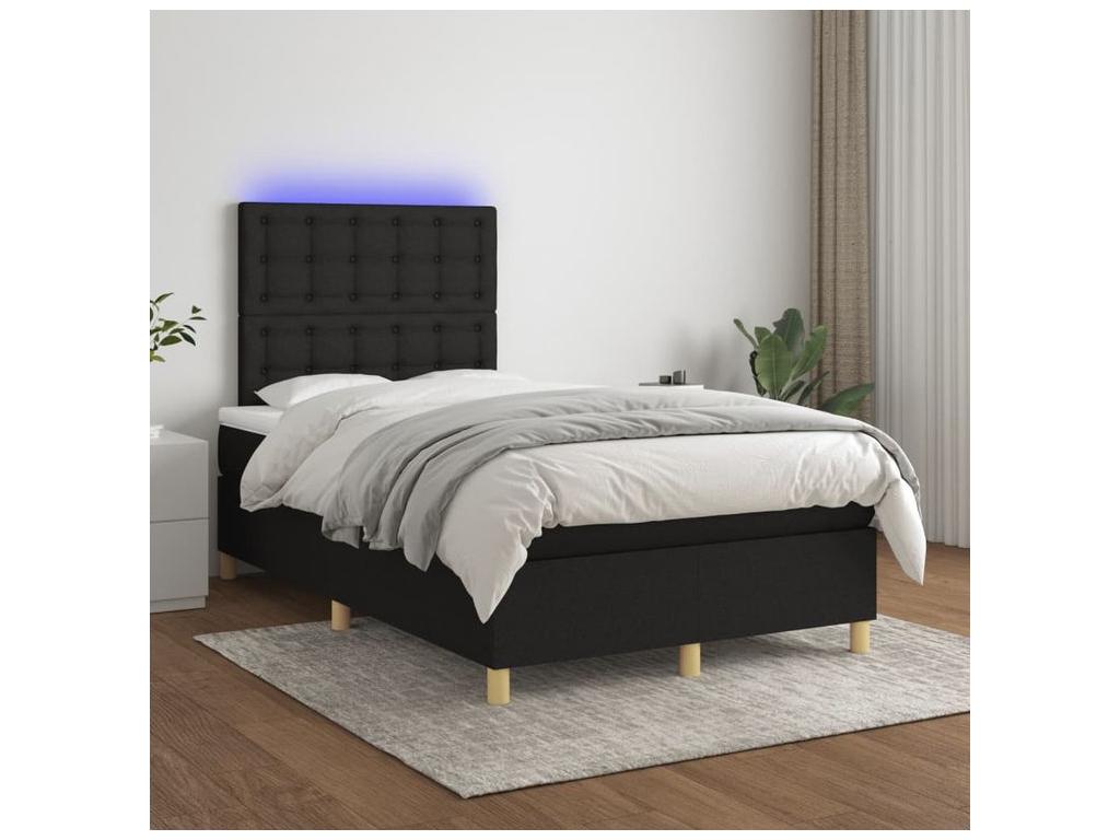 Sommier à Calmetop de lit et matelas et LED Noir 120x200 Tissu 39325JUBC