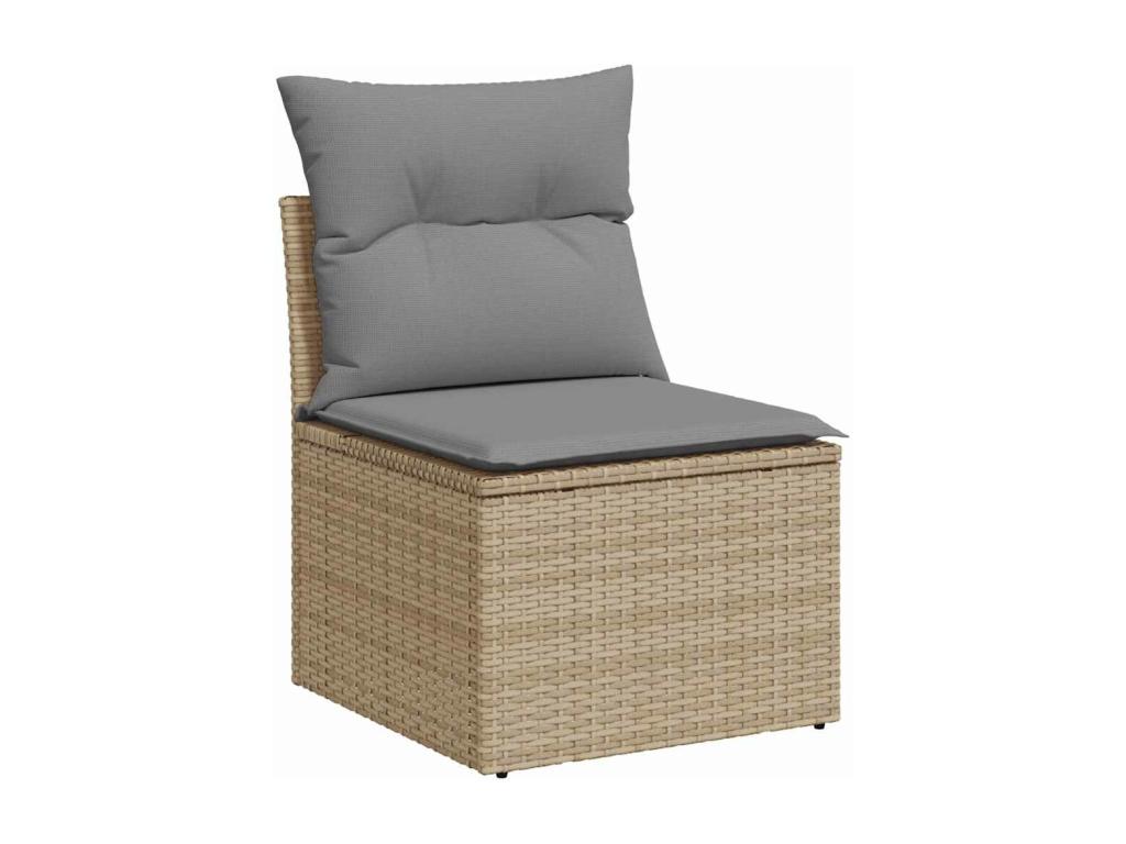 Salon de jardin avec coussins 8 pièces beige résine tressée 55132FQAX