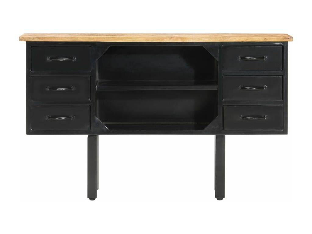 Buffet 110x30x65 cm Bois de manguier massif brut et acier 07246NQMH