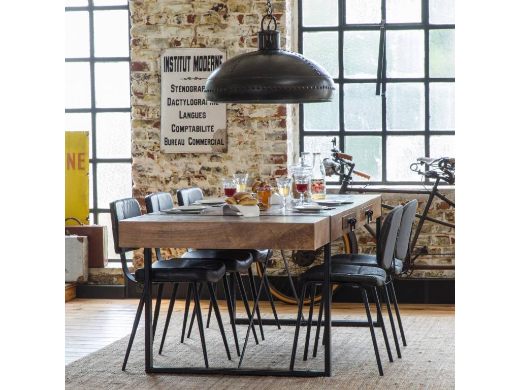 Table à manger avec allonges en bois coloré Ethnik 82784GPRE