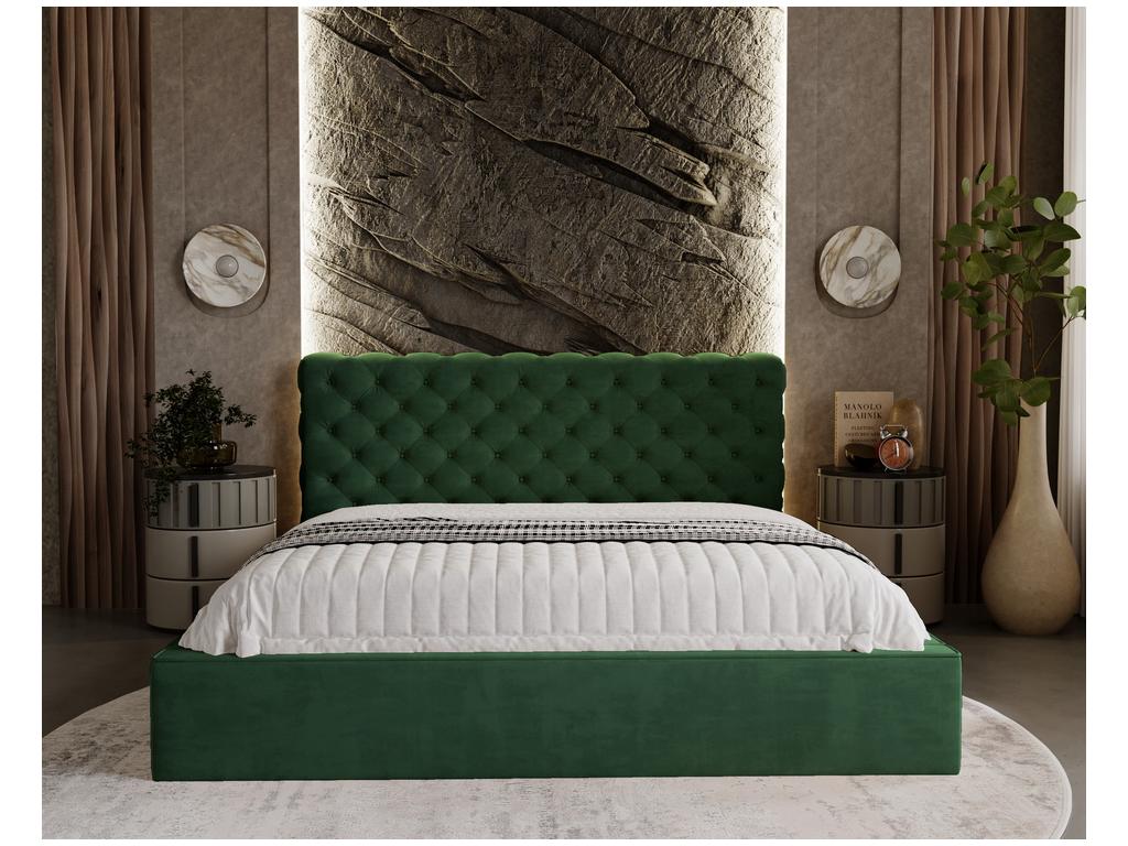 Nidchicshop Lit double avec rangement 140x200 Nidchicshop - Lit adulte glamour - Velour Vert Nidchicshop Velvet 2225 00251HQHH