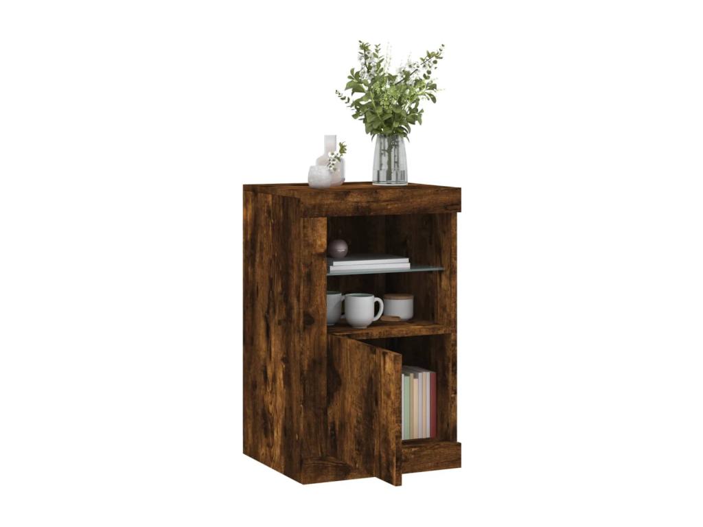Armoire latérale avec Calmetop LED chêne fumé bois d'ingénierie 52359ADUI