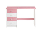 Bureau Nidchicshop pour enfant ou adulte multi rangements avec 4 tiroirs en pin massif lasuré blanc et rose 84284UGQK