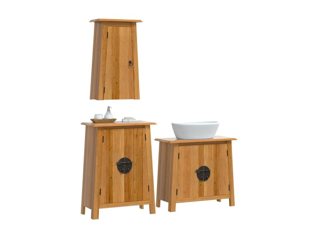 Ensemble de meubles de salle de bain 3 pcs bois de pin massif 99977DUHU