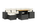 Salon de jardin 7 pièces avec coussins noir résine tressée 82258ULGA