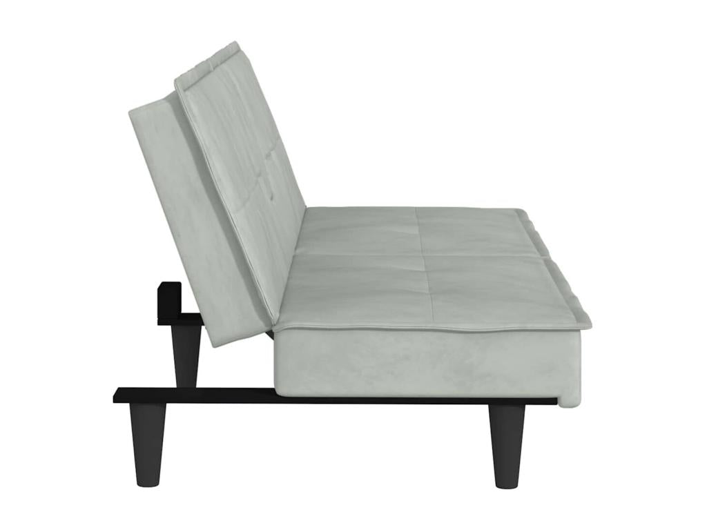 Canapé-lit avec porte-gobelets gris clair velours 23596HYDR