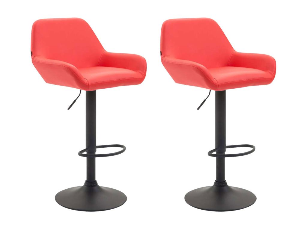 Lot de 2 Tabouret de bar - Similicuir PVC / Métal noir mat - Rouge - Nidchicshop 87872KIED