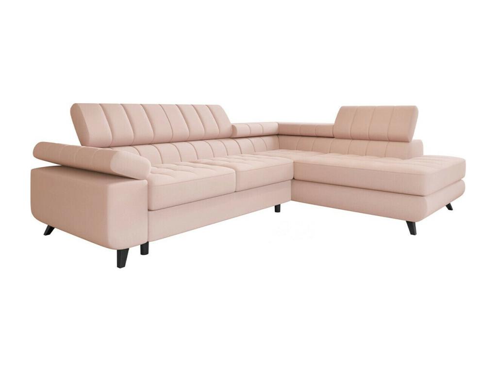 Canapé d'angle Calmetop 207 Rose Fonction de couchage Boîte de literie 264x203x73cm 48729FIET
