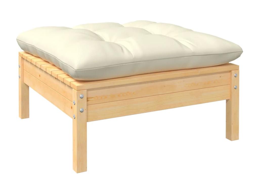 Salon de jardin 5 pcs avec coussins crème bois de pin 67420CDYV