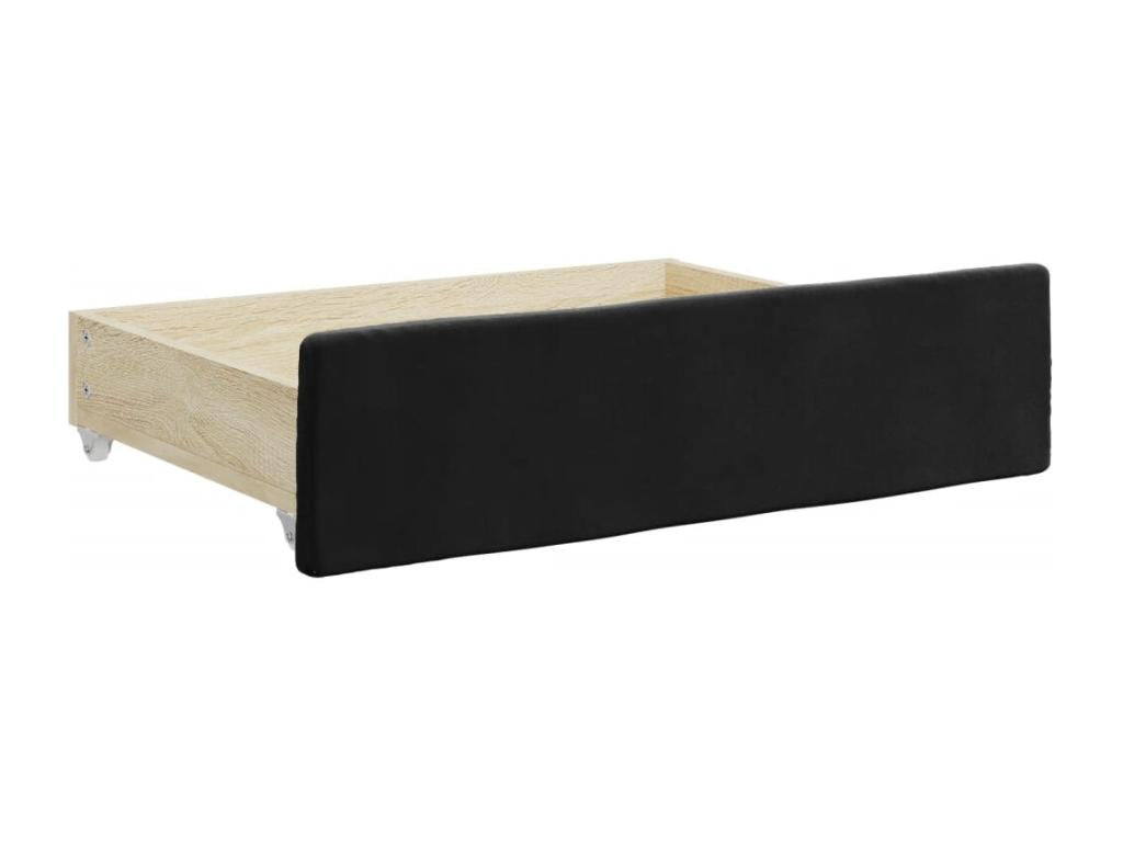 Lit de jour avec gigogne et tiroirs noir 90x200 cm velours 34764FKUB