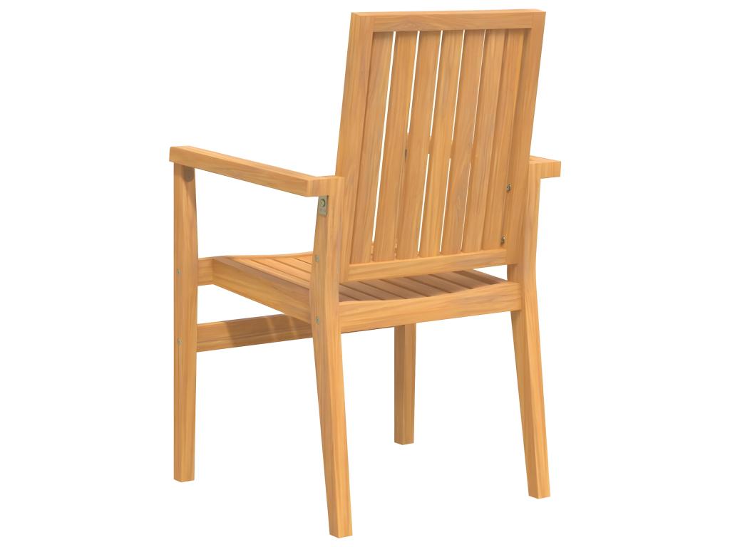 Chaises de jardin empilables lot de 2 56,5x57,5x91 cm bois teck 93864SQZZ