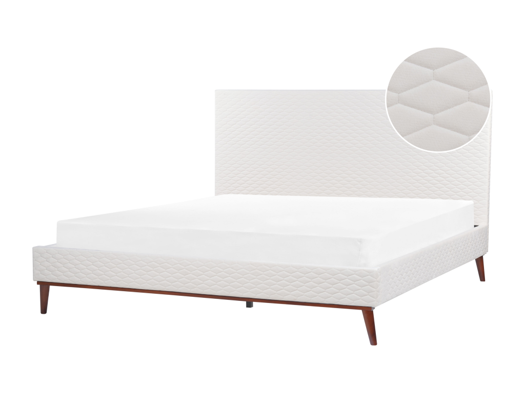 Lit avec sommier Velours Calmetop 180x200 cm Blanc cassé 16157GQDK