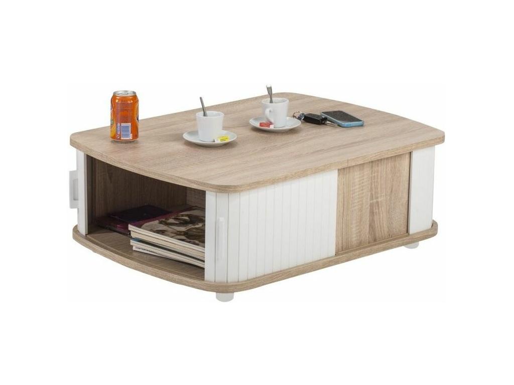 Table basse à rideaux blanche et chêne naturel Nidchicshop 08603PFIG