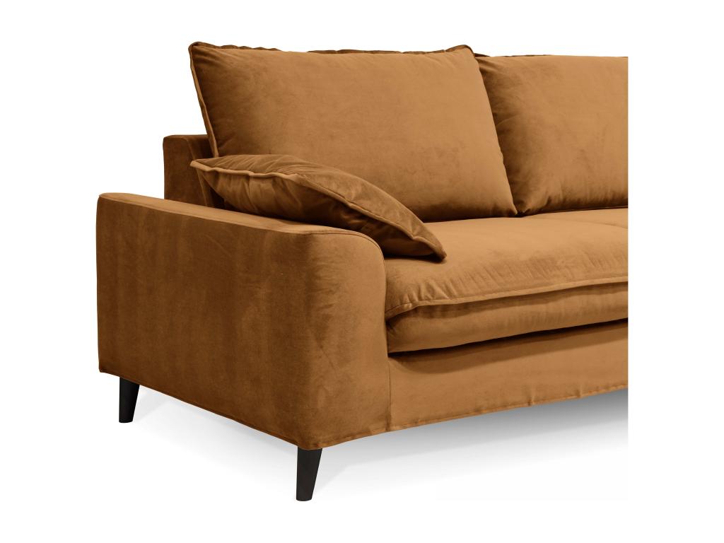 Canapé convertible en velours 3 places noisette 05402FLWN