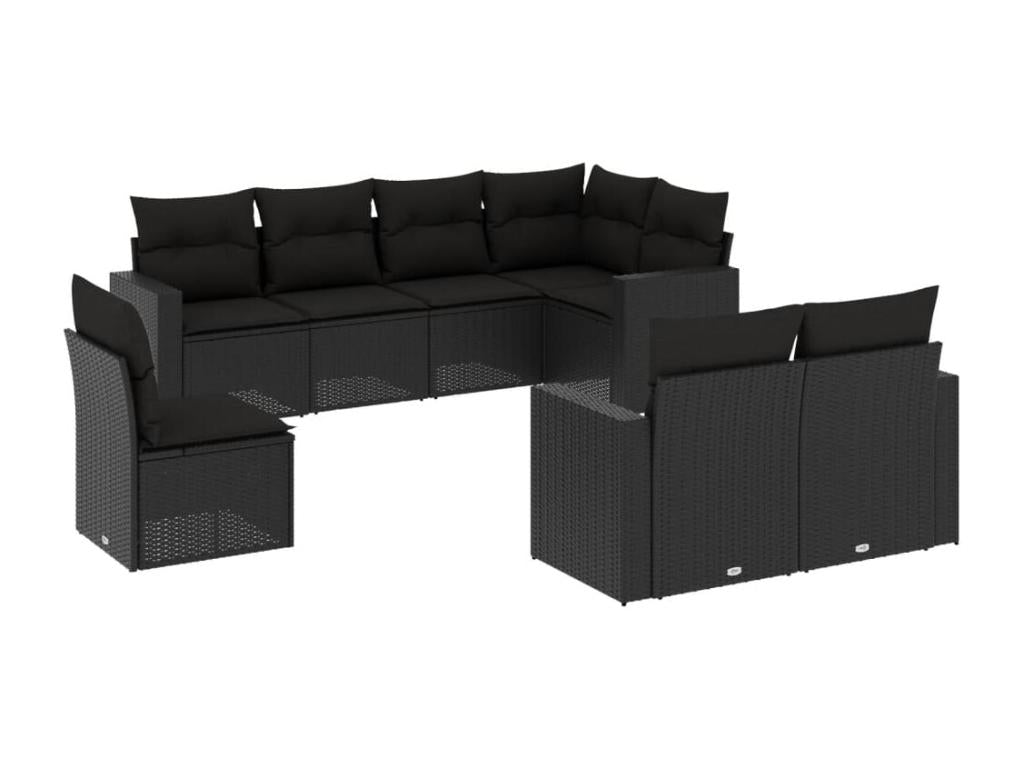 Salon de jardin 8 pcs avec coussins noir résine tressée 32202QHSC