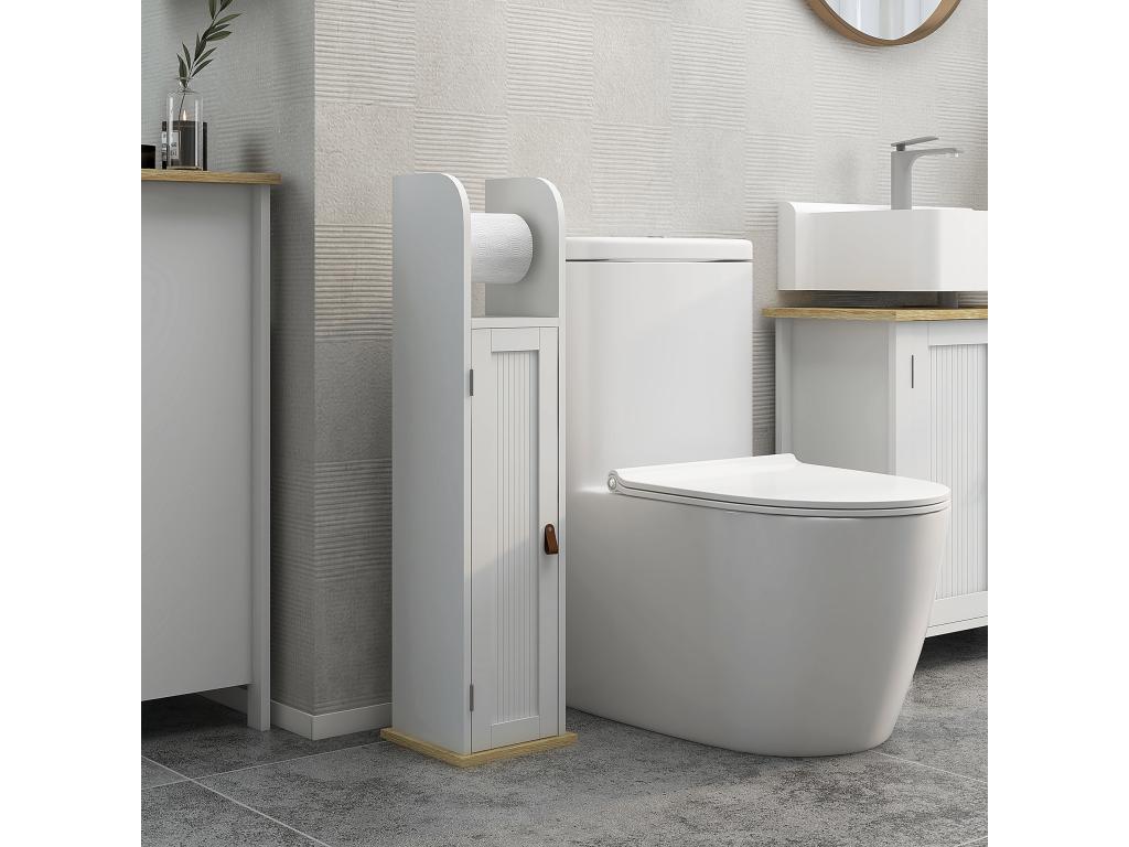 Support papier toilette - porte-papier toilette - armoire pour papier toilette - porte 2 étagères sortie papier blanc bois clair 93934CGTQ