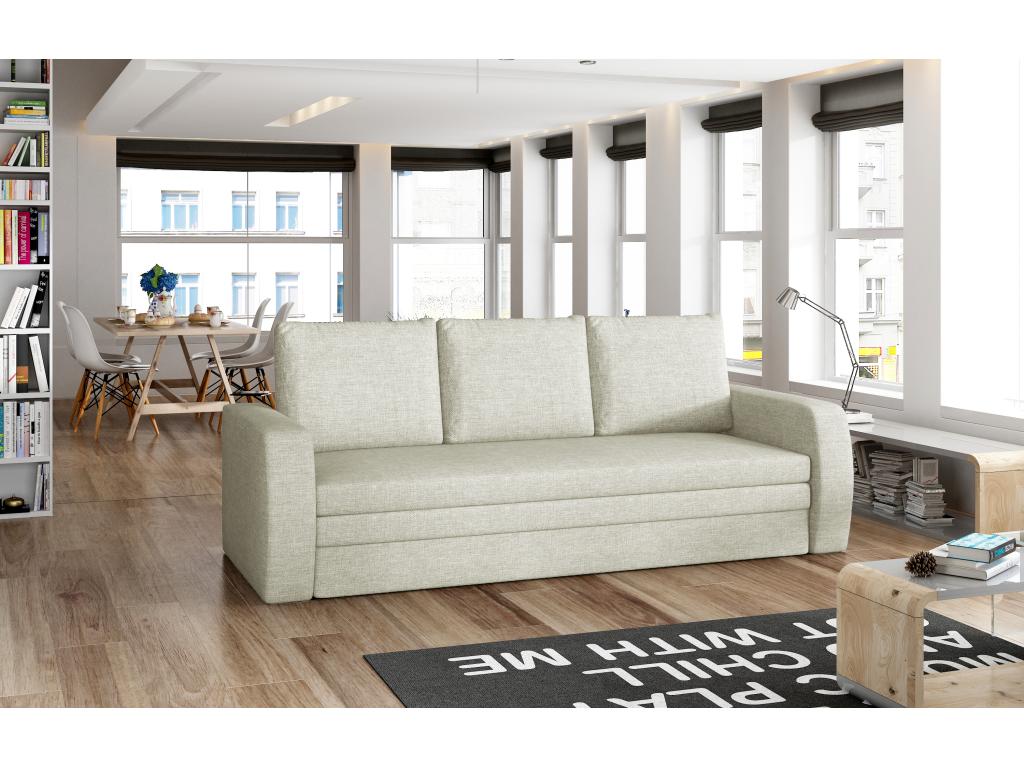 Canapé lit tissu beige clair avec coffre de rangement Calmetop 220cm 96591BQIM