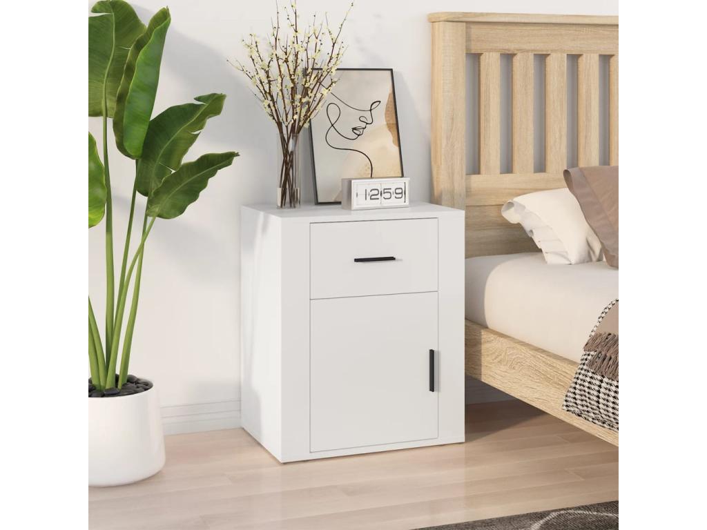 Table de chevet Blanc 50x36x60 cm Bois d'ingénierie 44027VSGH