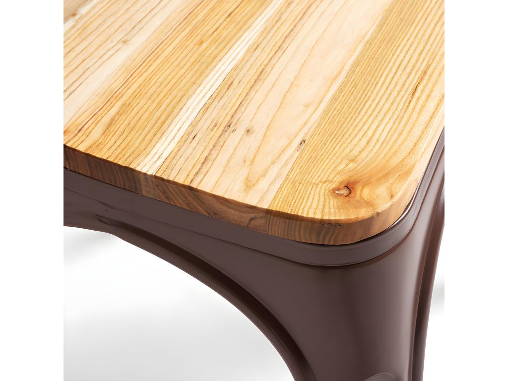 Chaise industrielle en acier brillant et assise en bois massif naturel Calmetop-Couleur Jaune 15542YTUH