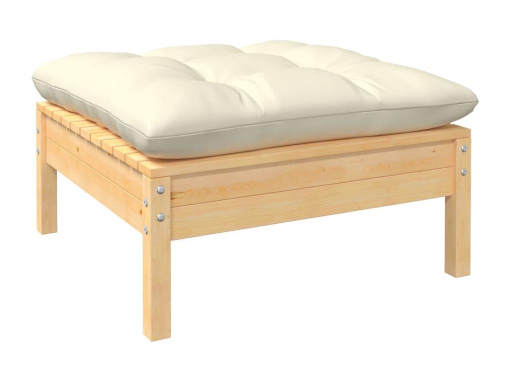 Salon de jardin 14 pièces avec coussins crème Bois de pin solide 78784EYFC