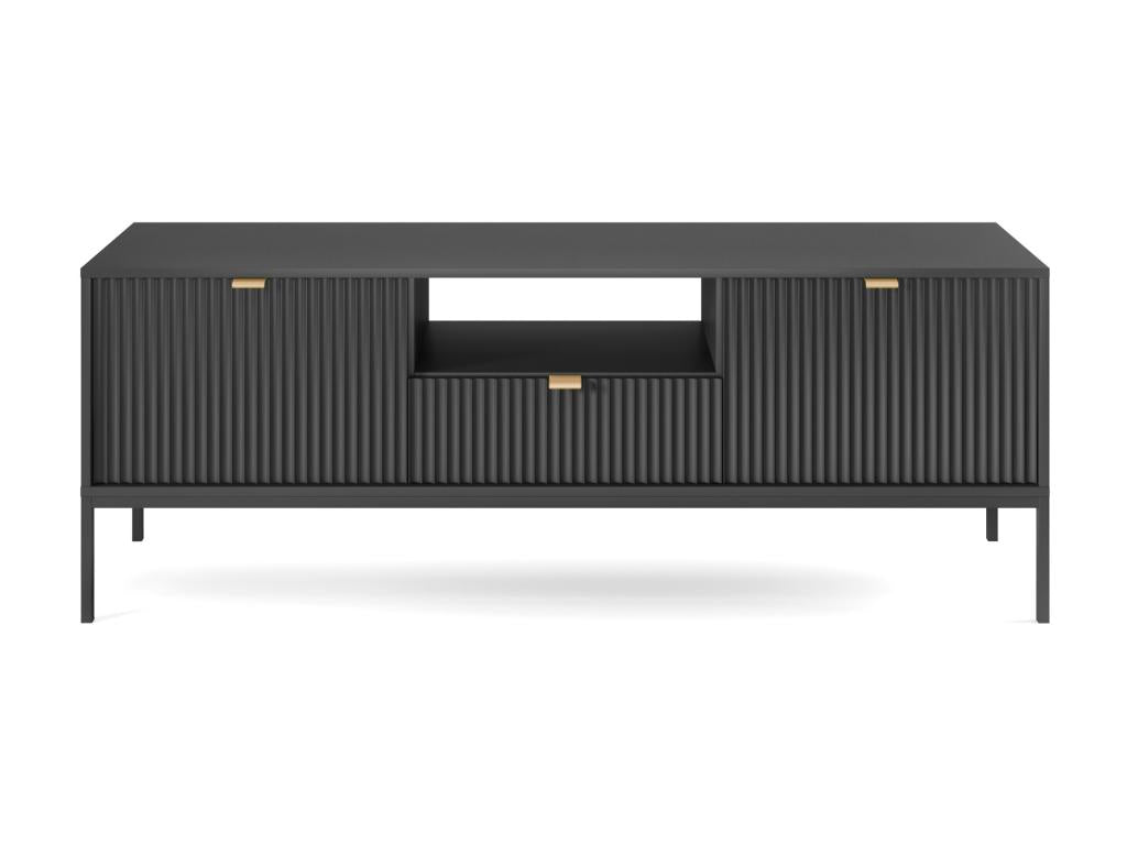 Meuble TV - 154 cm - noir avec pieds noirs - Nidchicshop 52058NMDV