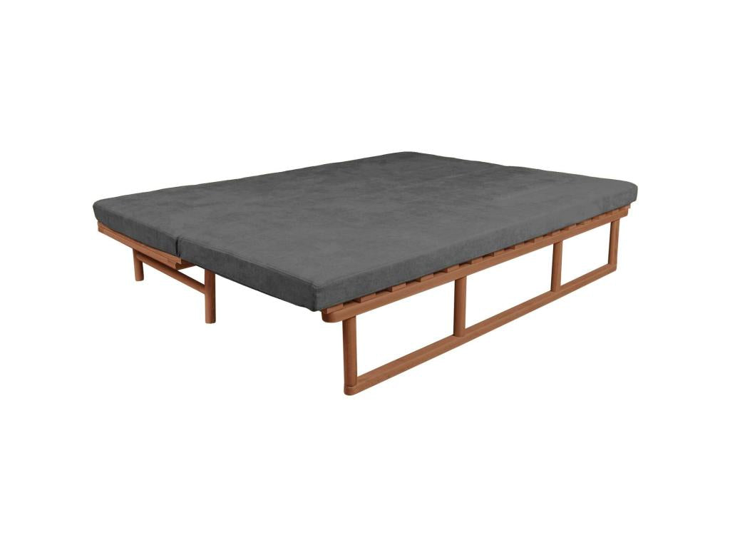 Canapé Lit Convertible Design en Tissu Beige et Bois Gris cendré 13791RFRO