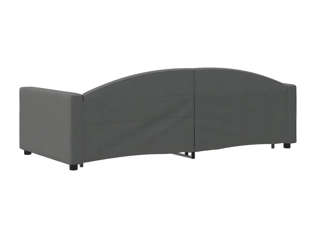 Lit de jour avec gigogne et tiroirs gris foncé 90x200 cm tissu 44697HZAR