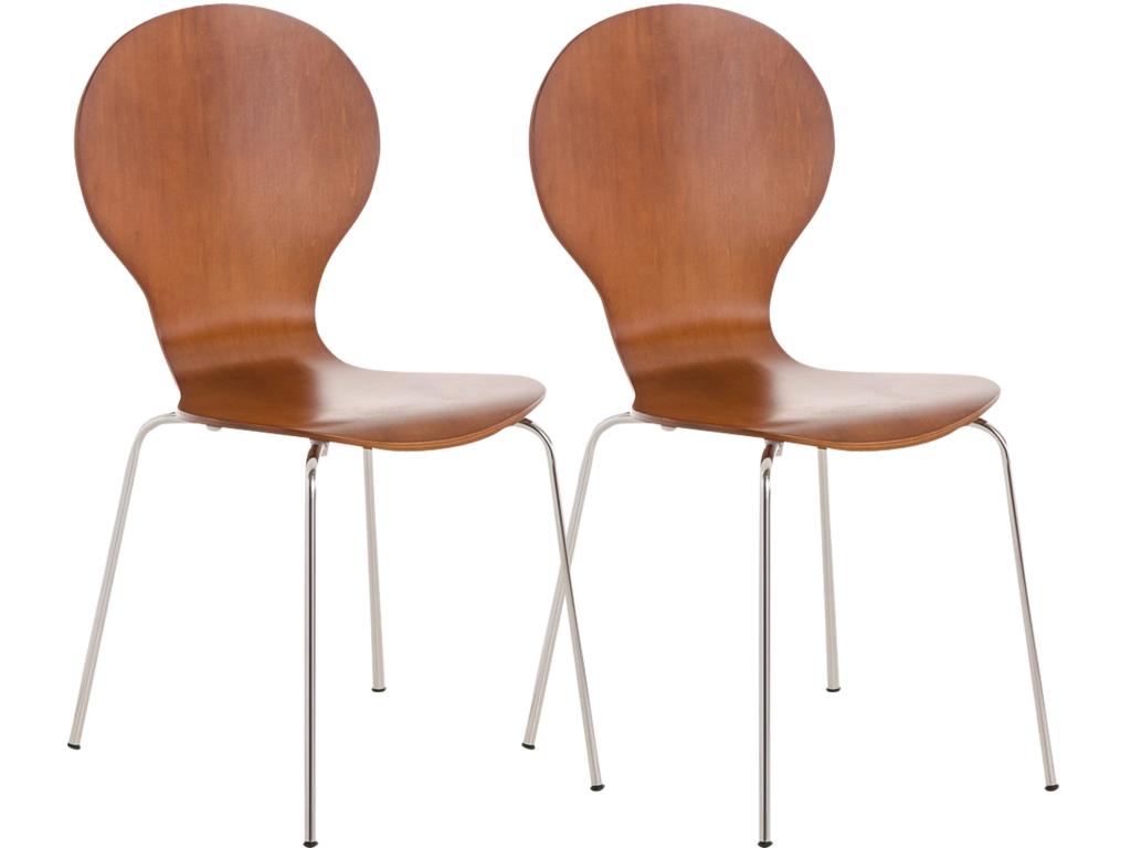 Lot de 2 Chaise de conférence - Bois / Métal chromé - Marron - Nidchicshop 81586DDCG