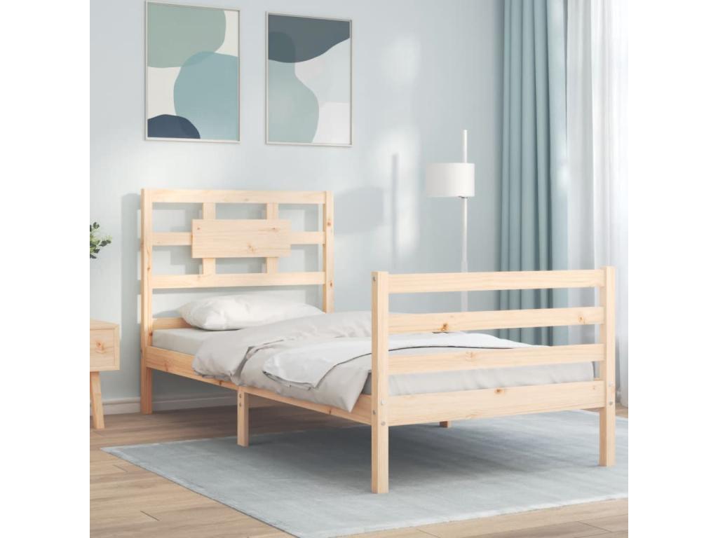 Cadre de lit avec tête de lit petit simple bois massif 44792HKHT